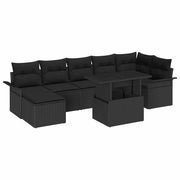 Sjedeća garnitura za vrt 8 kom. Crna [Sintetički]: Poli Ratan 297,5 x 132,5 x 85 cm