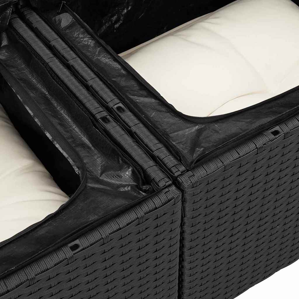 Sjedeća garnitura za vrt s jastukom 6 pcs Crna Poliratana