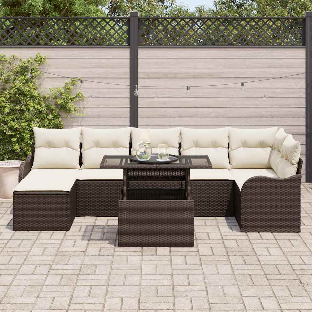Sjedeća garnitura za vrt 8 kom. Smeđa [Sintetički]: Poli Ratan 232,5 x 122,5 x 85 cm
