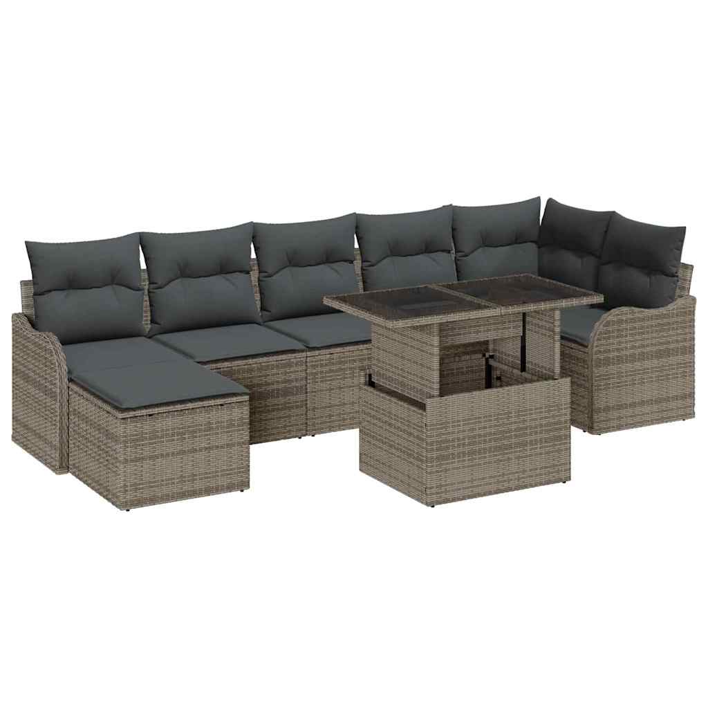 Sjedeća garnitura za vrt 8 kom. Siva [Sintetički]: Poli Ratan 232,5 x 122,5 x 85 cm