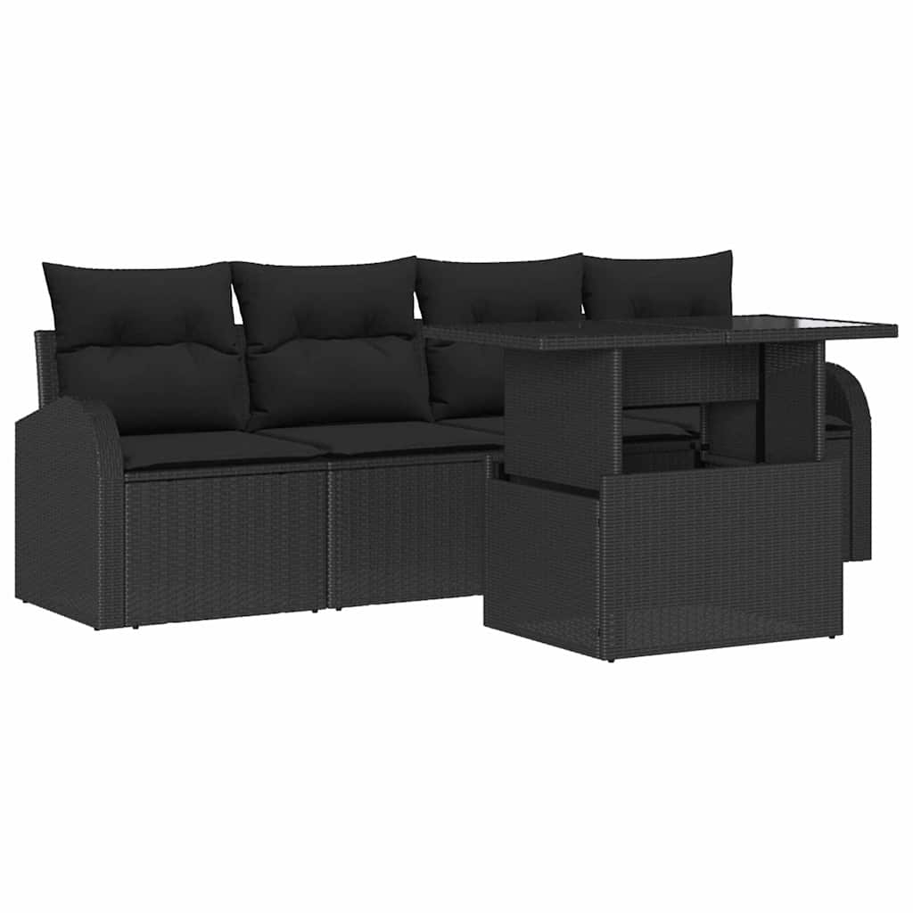 Sjedeća garnitura za vrt 5 kom. Crna Poli Ratan 234 x 177 x 85 cm