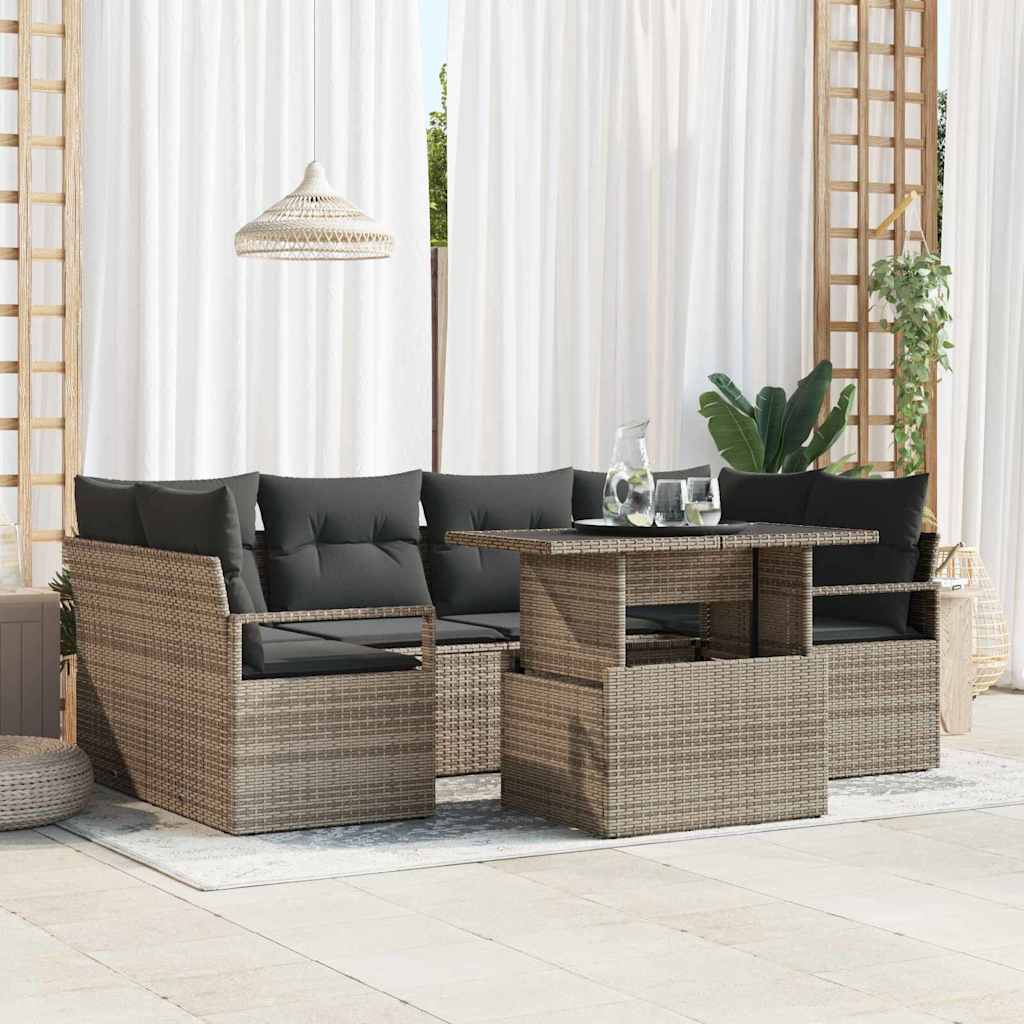 Sjedeća garnitura za vrt 7 kom. Siva Poli ratan 234 x 122 x 85 cm
