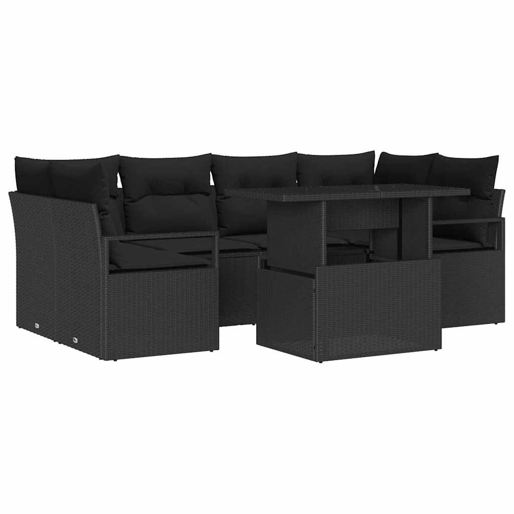 Sjedeća garnitura za vrt 7 kom. Crna Poli ratan 234 x 122 x 85 cm