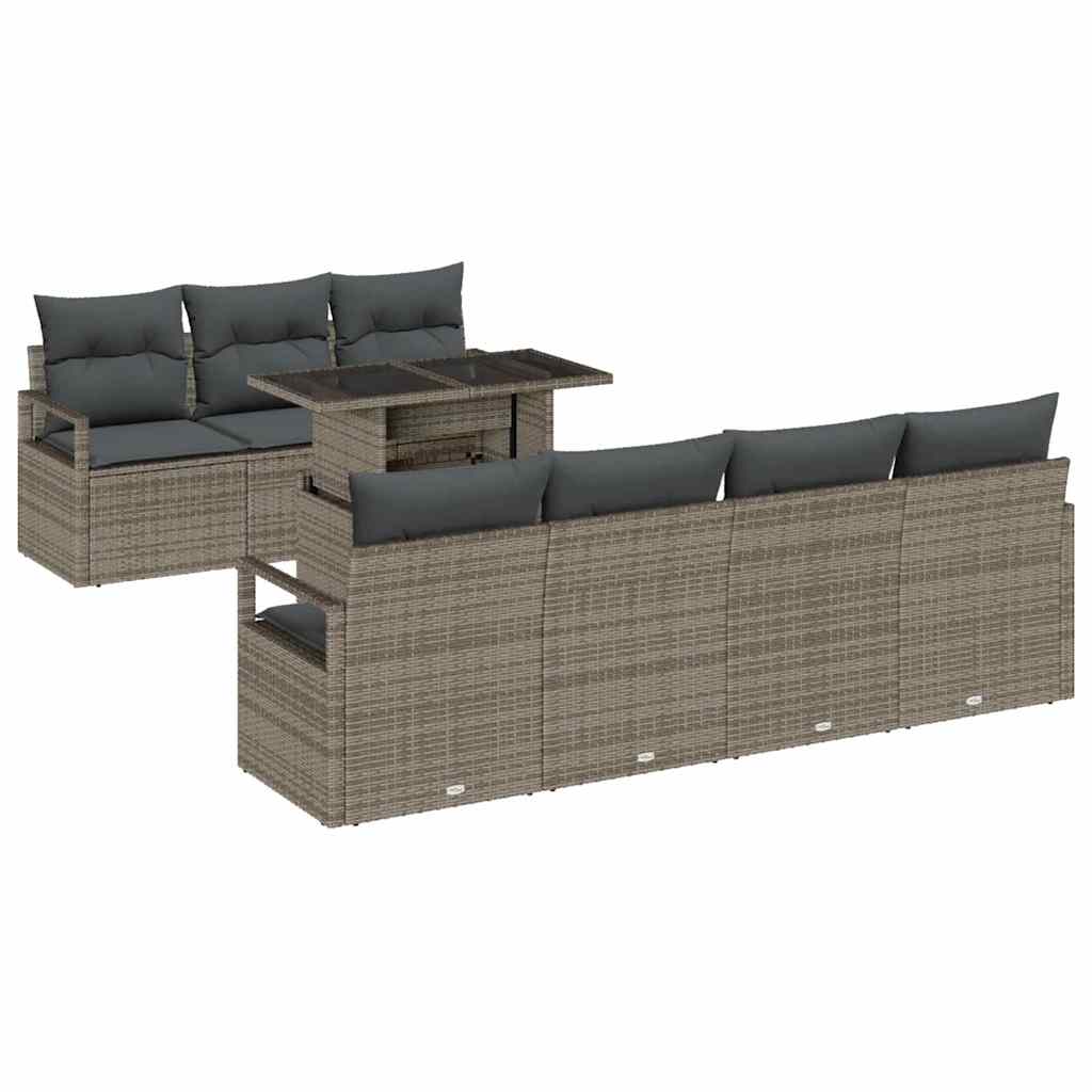 Sjedeća garnitura za vrt 8 kom. Siva Poli ratan 230 x 62 x 85 cm