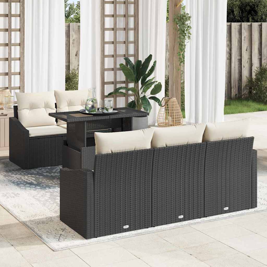 Sjedeća garnitura za vrt 6 kom. Crna poliratan Bež 100 x 55 x 73 cm