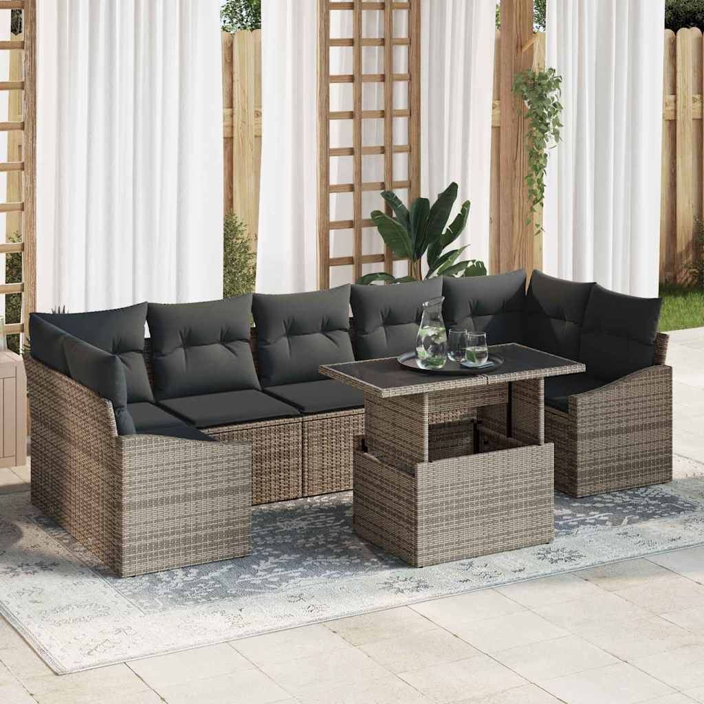 Sjedeća garnitura za vrt 8 kom. Siva poliratan Bež 100 x 55 x 73 cm