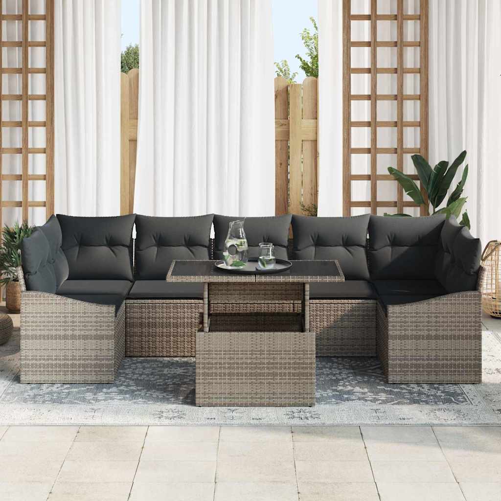 Sjedeća garnitura za vrt 8 kom. Siva poliratan Bež 100 x 55 x 73 cm