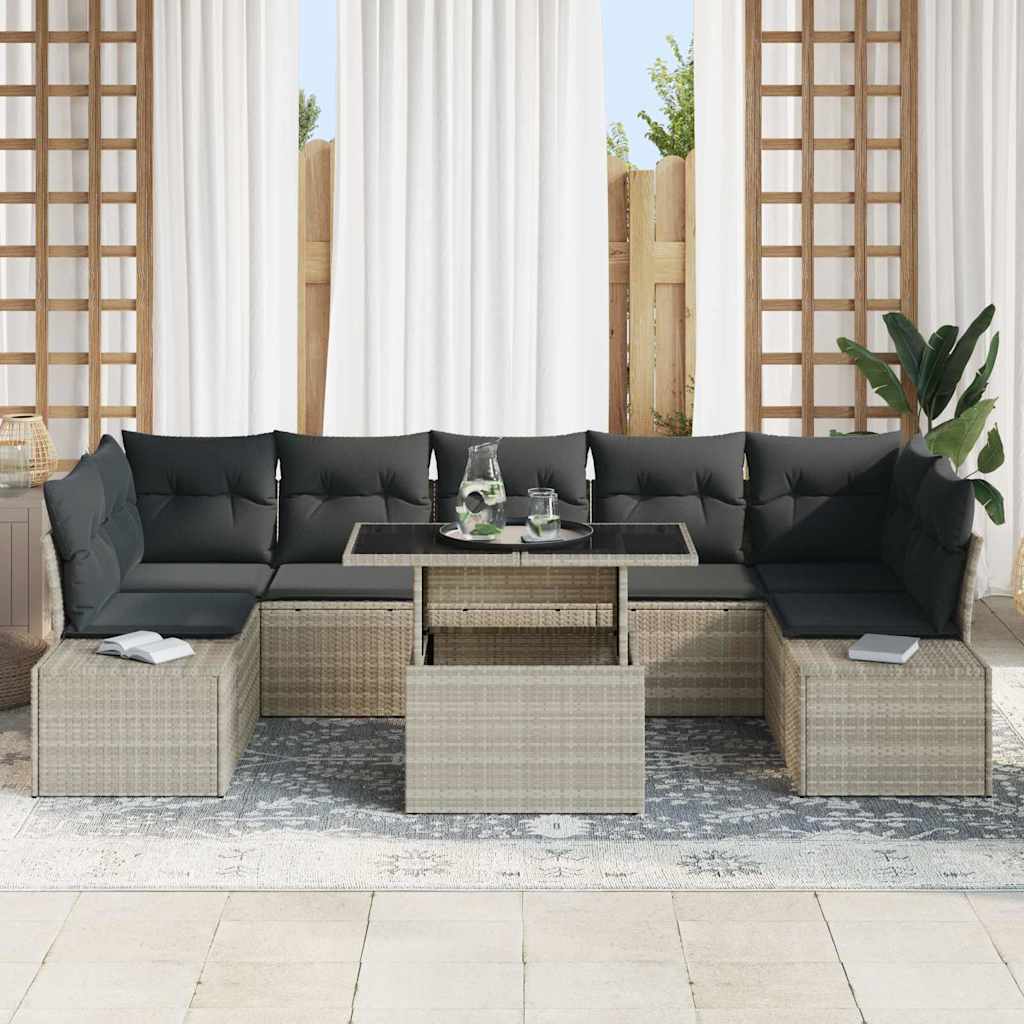 Sjedeća garnitura za vrt 8 kom. Svijetlo siva i tamno siva Svjetlosiva 100 x 55 x 73 cm
