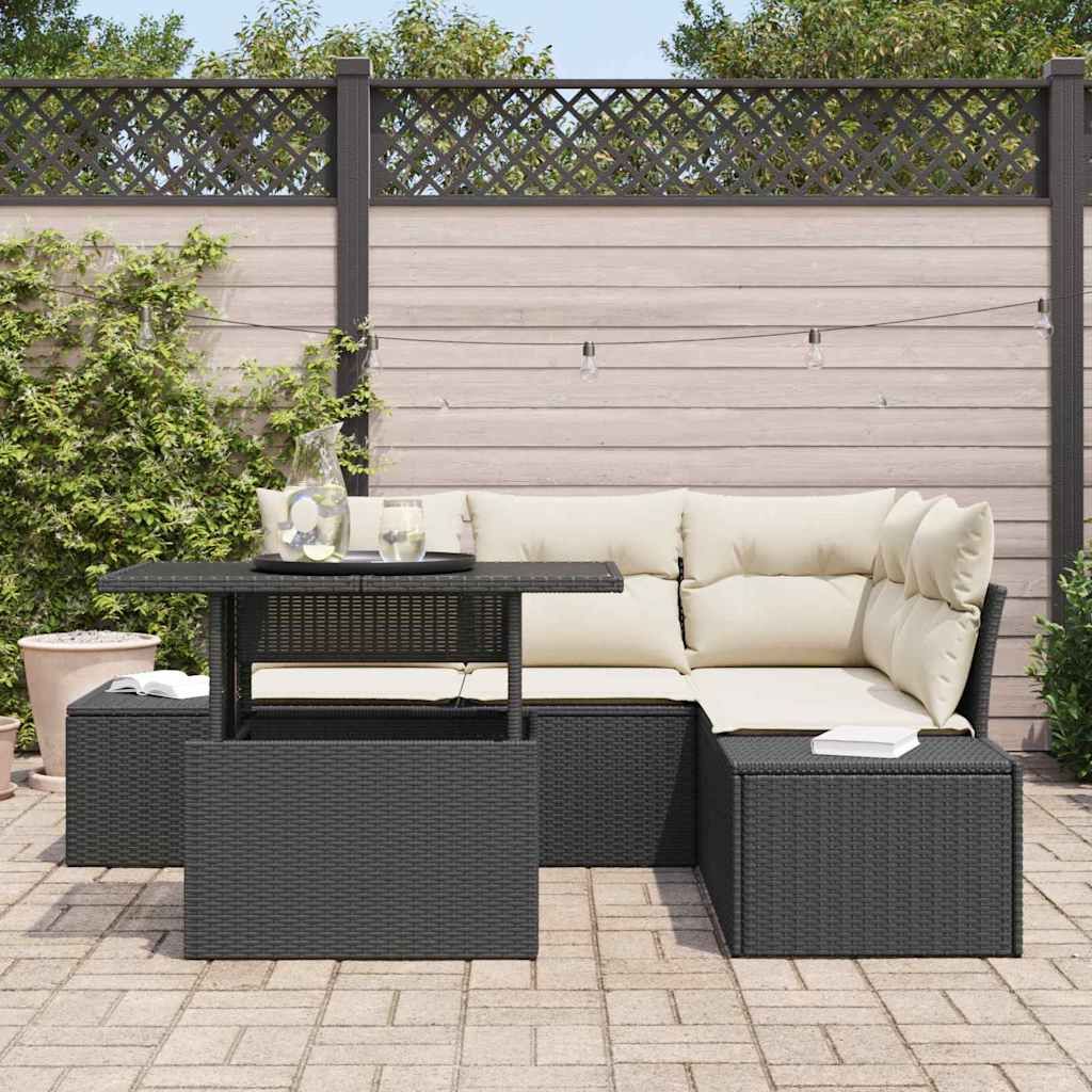 Sjedeća garnitura za vrt 5 kom. Crna poliratan 209 x 154 x 85 cm