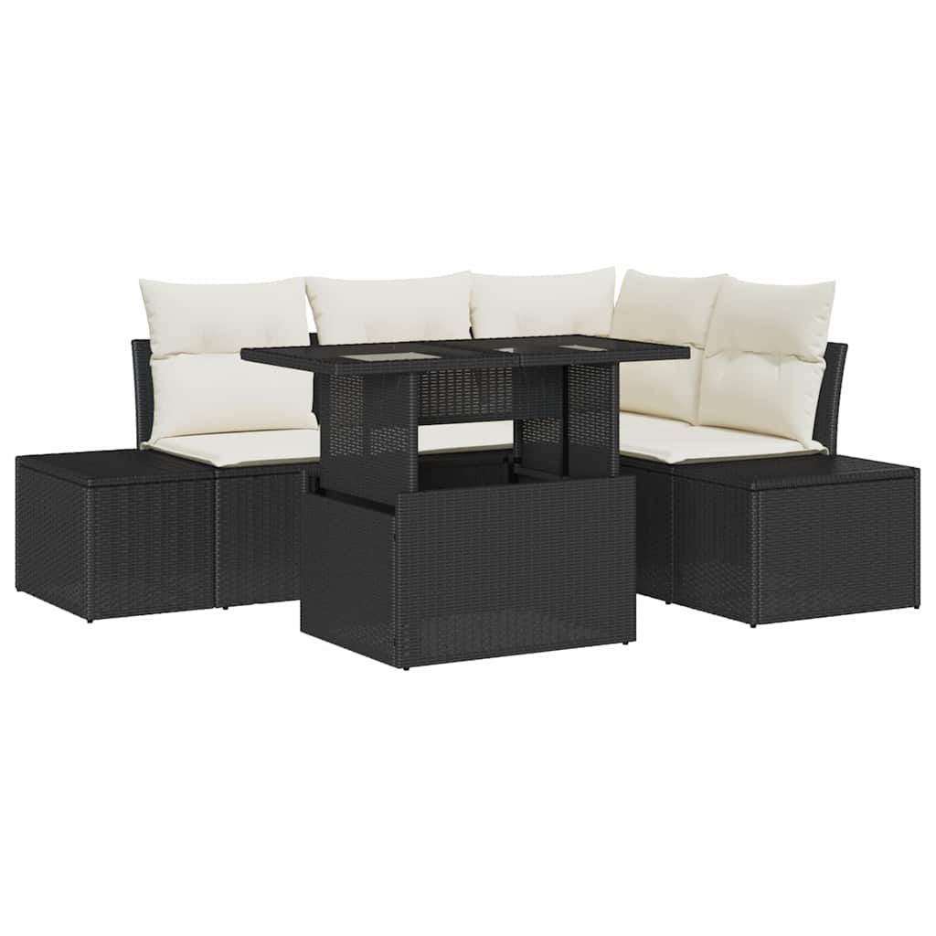 Sjedeća garnitura za vrt 5 kom. Crna poliratan 209 x 154 x 85 cm