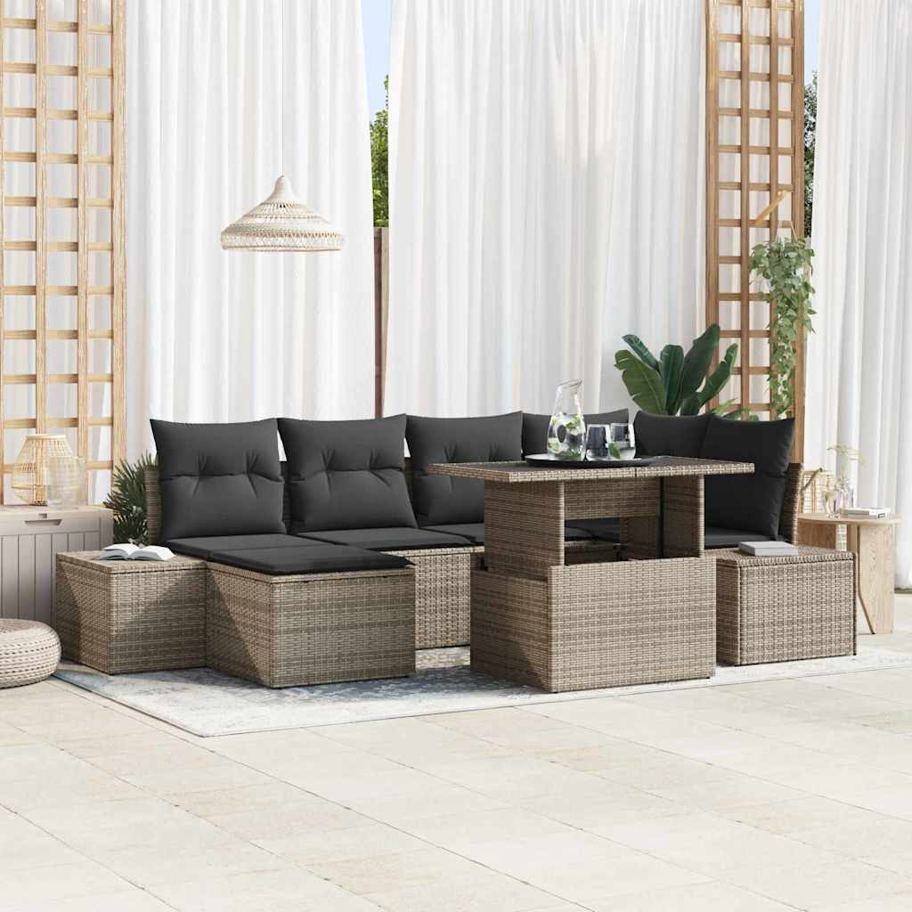 Sjedeća garnitura za vrt 7 kom. Siva poliratan 264 x 154 x 85 cm