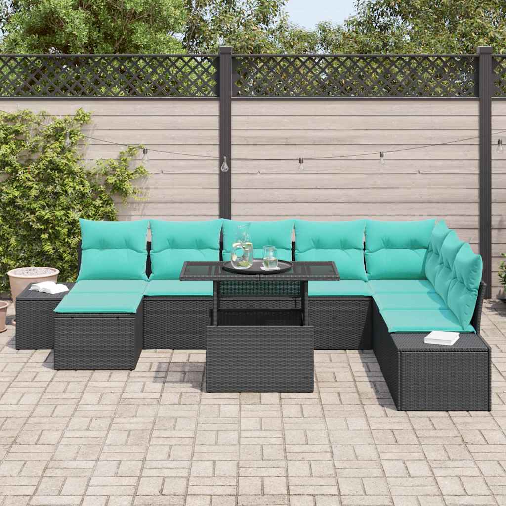 Sjedeća garnitura za vrt 9 kom. Crna poliratan 319 x 154 x 85 cm