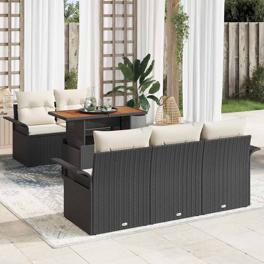 Sjedeća garnitura za vrt 6 kom. Crna Poli ratan 100 x 55 x 73 cm