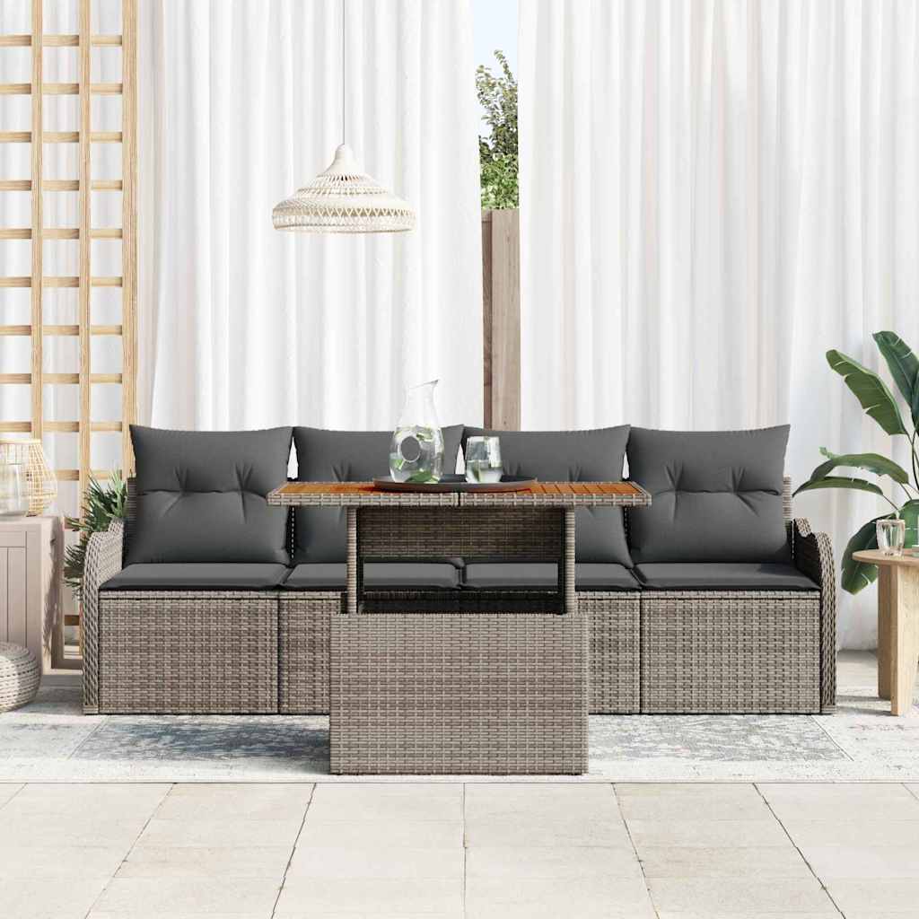 Sjedeća garnitura za vrt 5 kom. Siva poliratan 231 x 62 x 69 cm