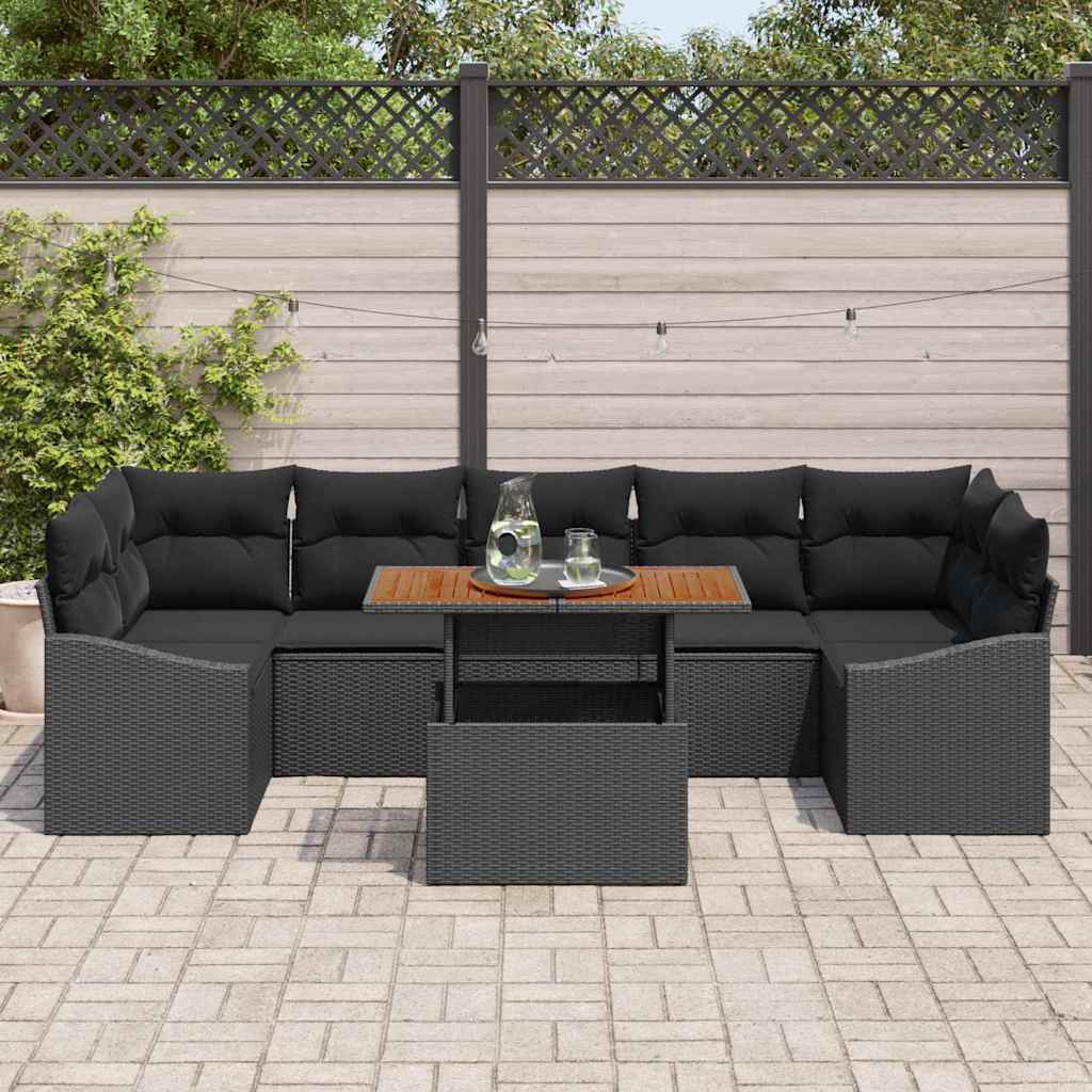 Sjedeća garnitura za vrt 8 kom. Crna 289 x 123.5 x 69 cm