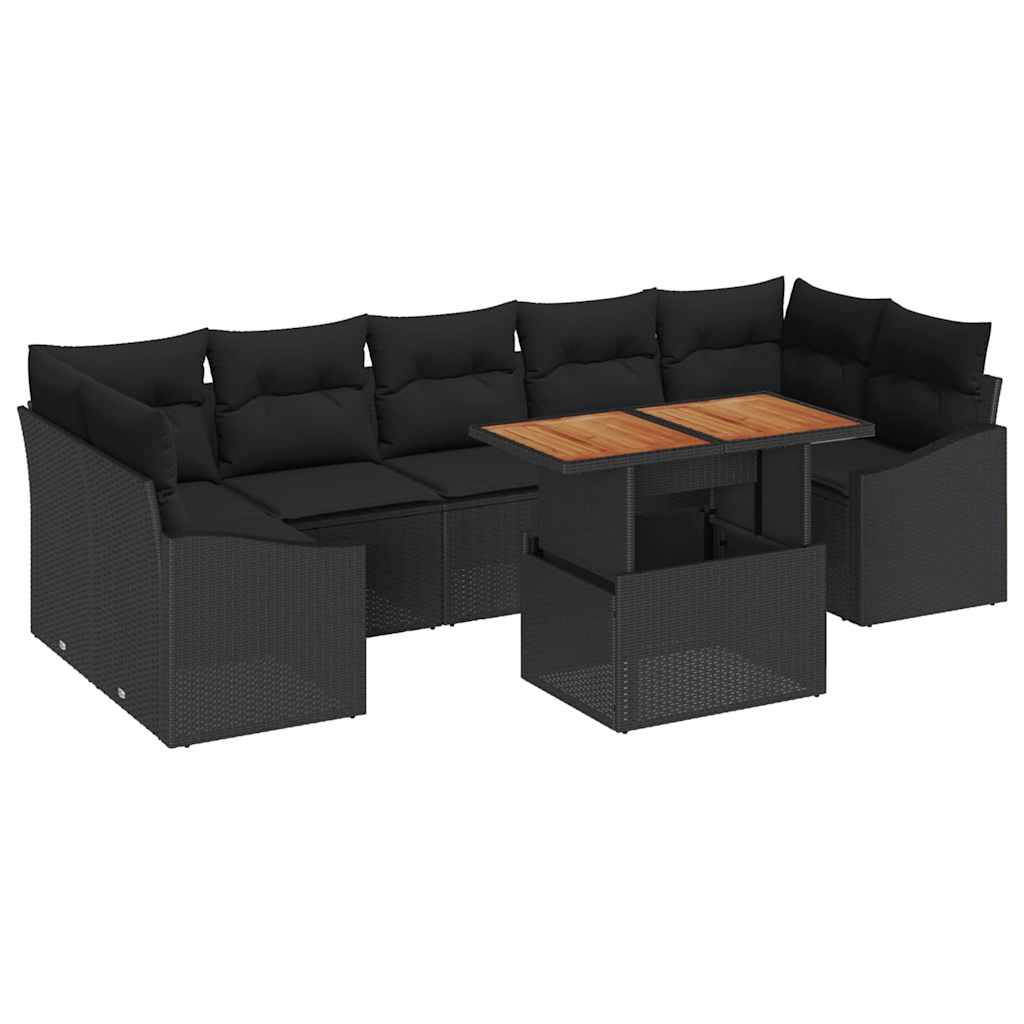 Sjedeća garnitura za vrt 8 kom. Crna 289 x 123.5 x 69 cm