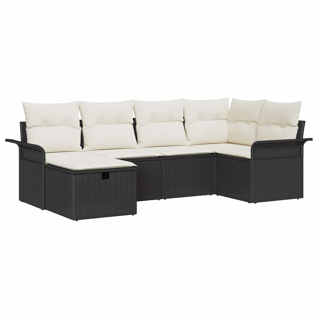 Sjedeća garnitura za vrt 6 kom. Crna i Krema poliratan 242.5 x 132.5 x 85 cm