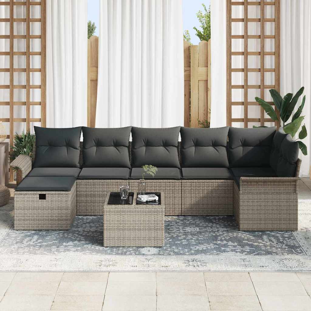 Sjedeća garnitura za vrt 8 kom. Siva poliratan 297.5 x 132.5 x 85 cm