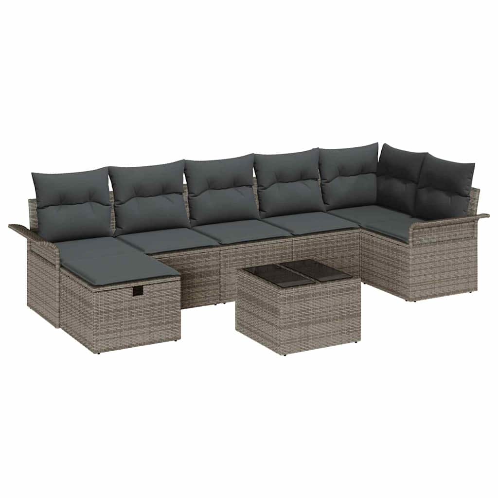 Sjedeća garnitura za vrt 8 kom. Siva poliratan 297.5 x 132.5 x 85 cm