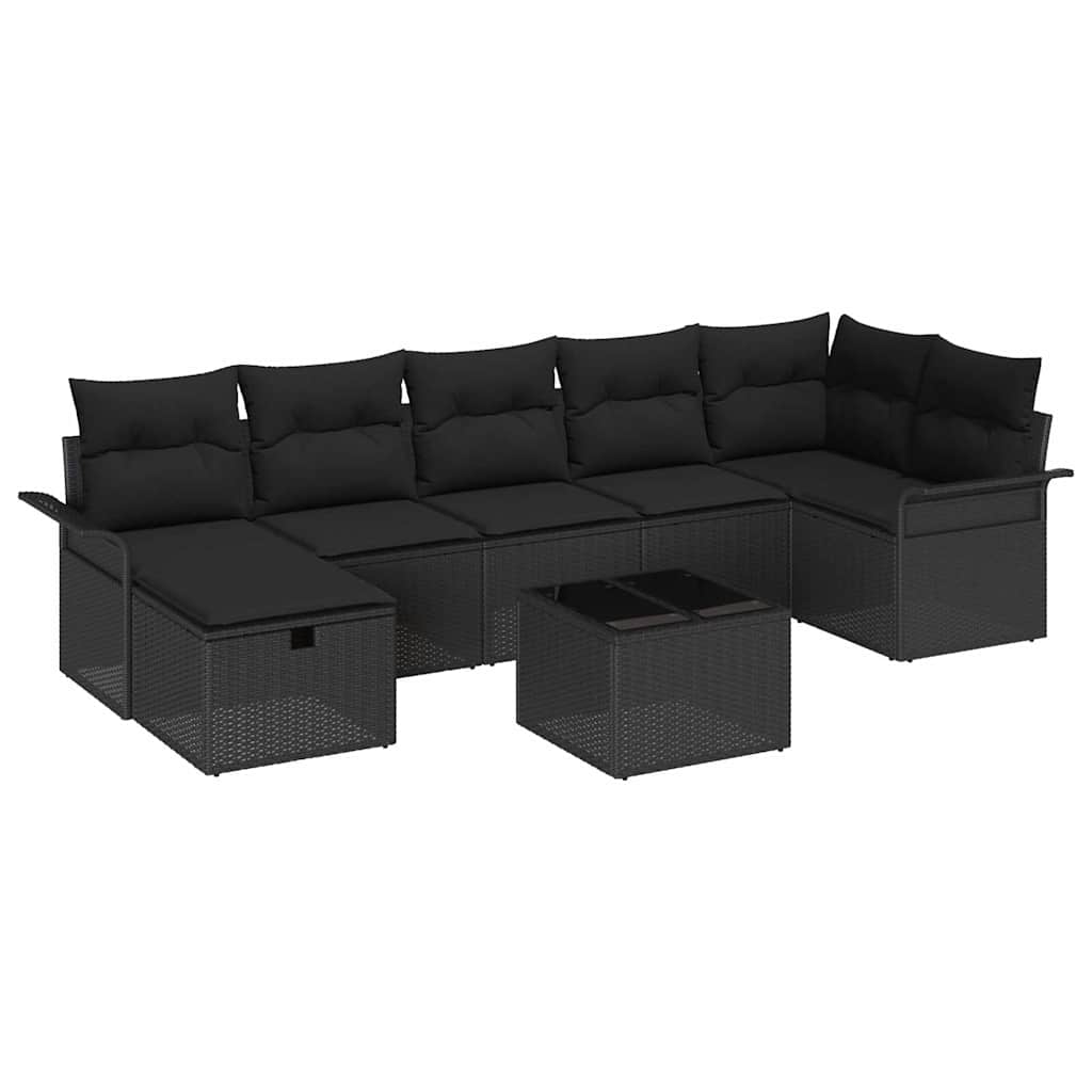 Sjedeća garnitura za vrt 8 kom. Crna poliratan 297.5 x 132.5 x 85 cm