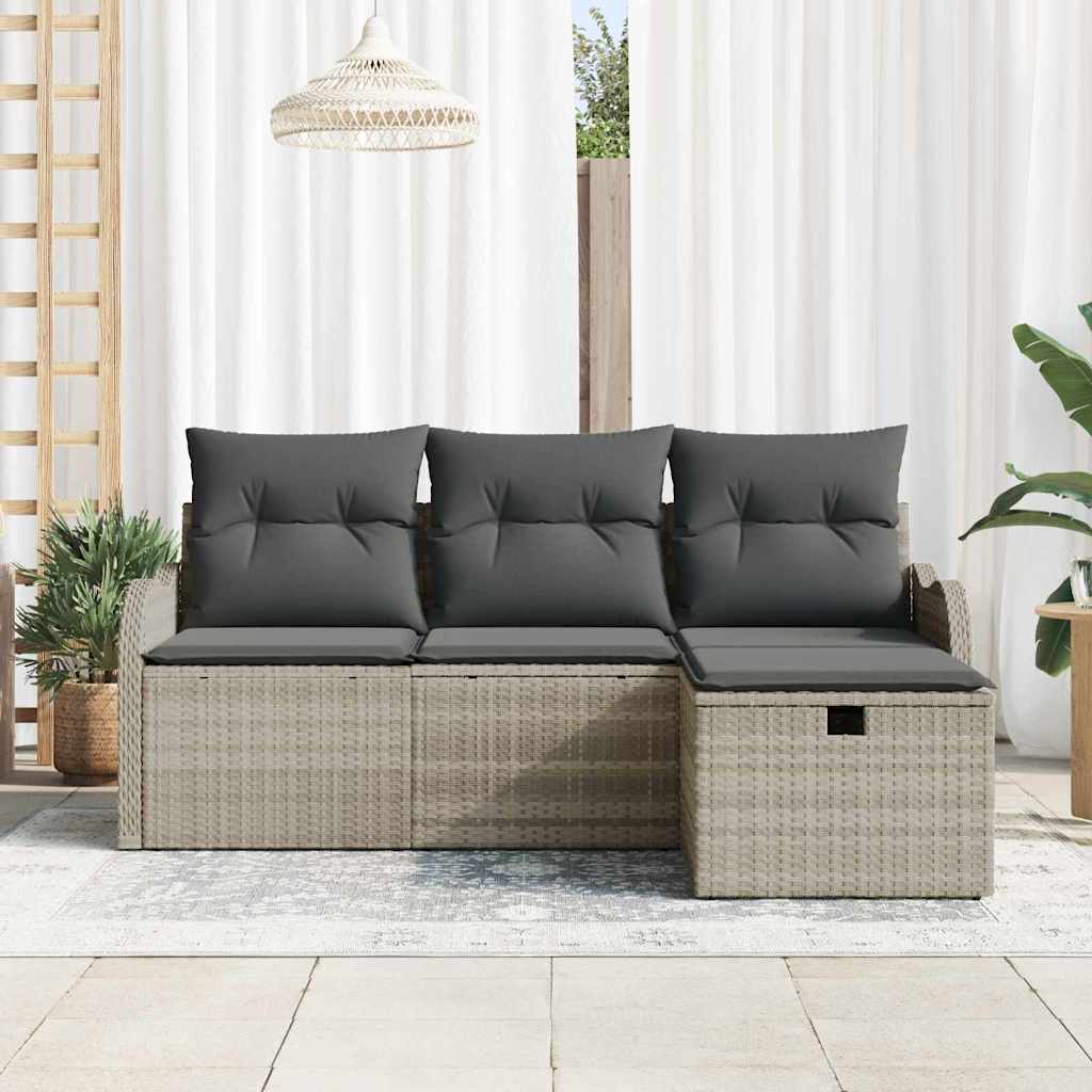 Sjedeća garnitura za vrt 4 kom. Svijetlo siva poliratan Svjetlosiva 55 x 55 x 37 cm