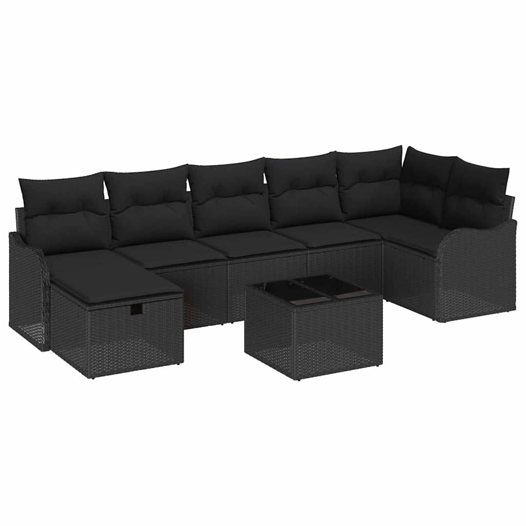 Set sofe 8 kom. 7-Broj sjedala Crna poliratan 55 x 55 x 37 cm