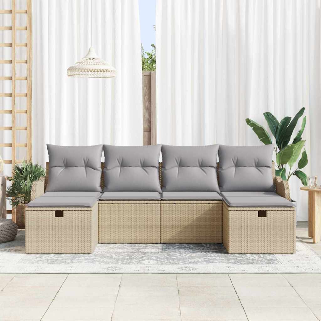 Set sofe 6 kom. 6-Broj sjedala Bež i svijetlo siva poliratan 231 x 117 x 85 cm