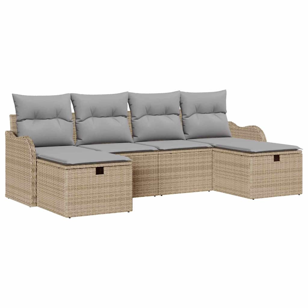 Set sofe 6 kom. 6-Broj sjedala Bež i svijetlo siva poliratan 231 x 117 x 85 cm
