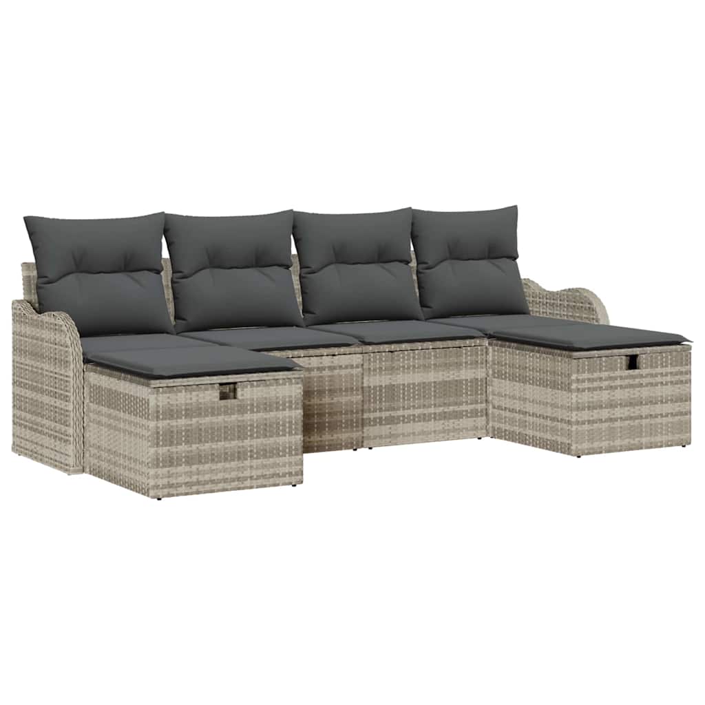 Set sofe 6 kom. 6-Broj sjedala Svijetlo siva poliratan Svjetlosiva 231 x 117 x 85 cm