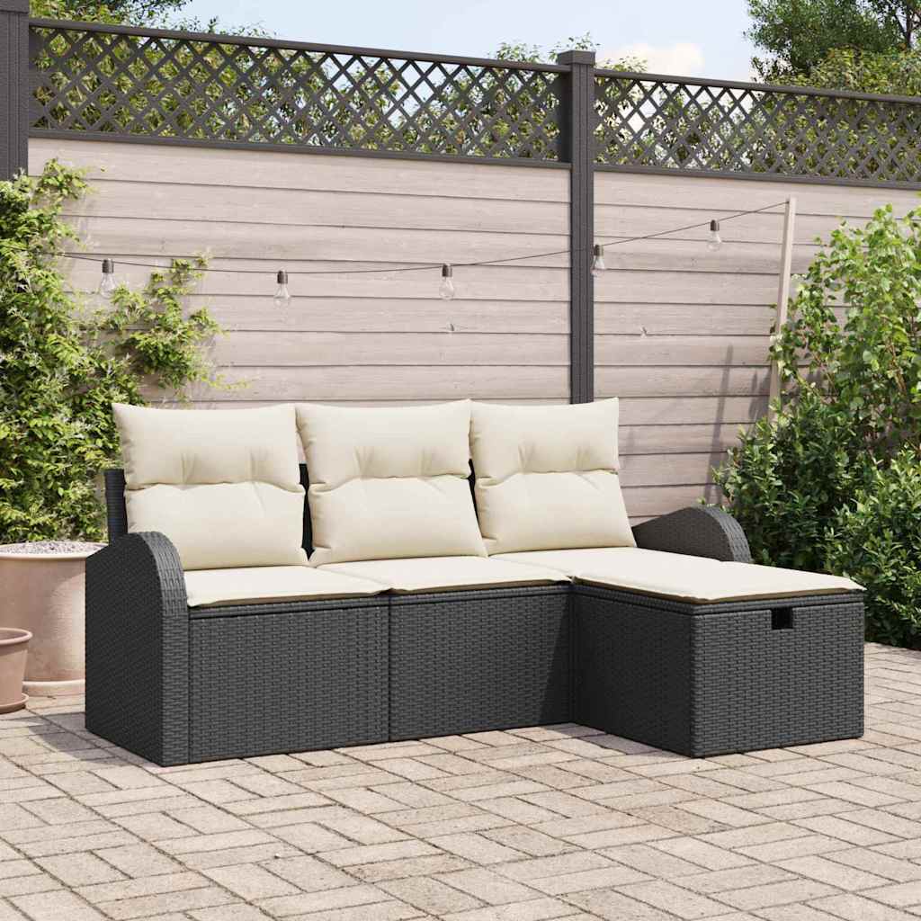 Set sofe 4 kom. Crna i Krema poliratan 179 x 117 x 85 cm