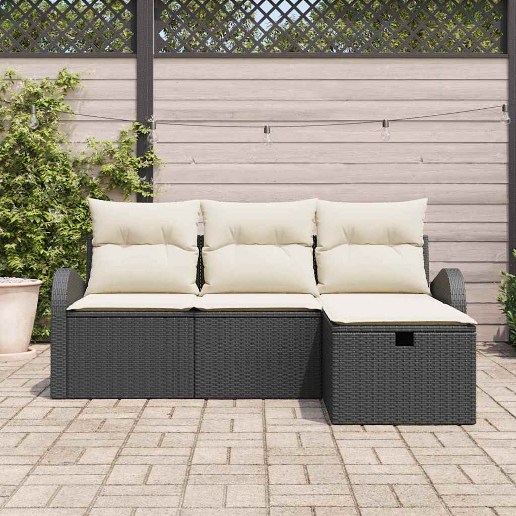 Set sofe 4 kom. Crna i Krema poliratan 179 x 117 x 85 cm