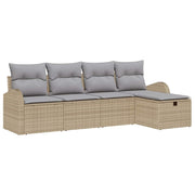 Set sofe 5 kom. Bež i svijetlo siva poliratan 234 x 117 x 85 cm
