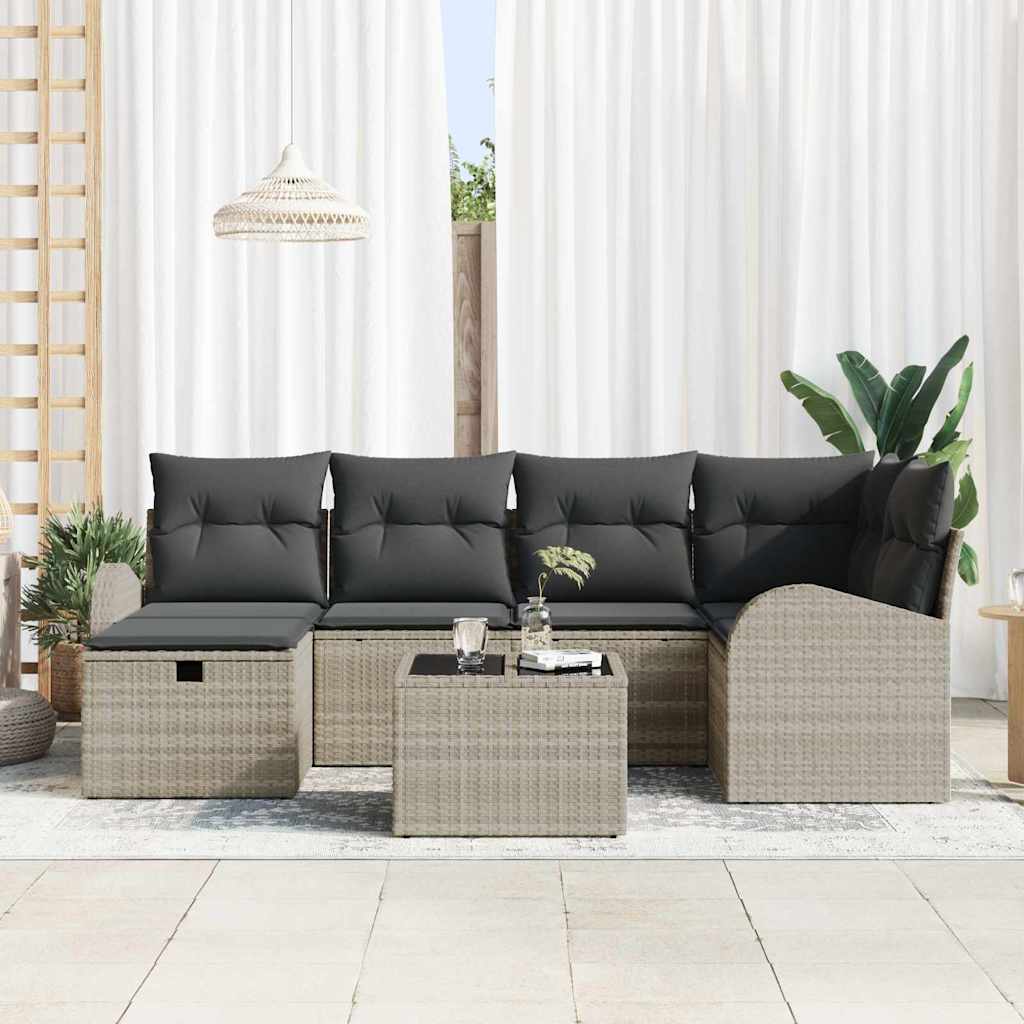Set sofe 7 kom. Svijetlo siva poliratan Svjetlosiva 55 x 55 x 37 cm