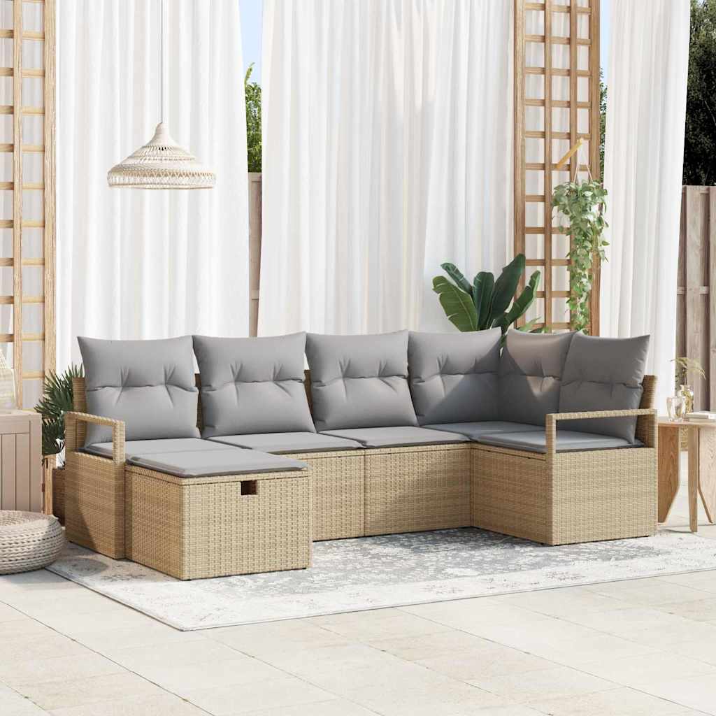 Set sofe 6 kom. 6-Broj sjedala Bež i svijetlo siva poliratan 232 x 122 x 85 cm