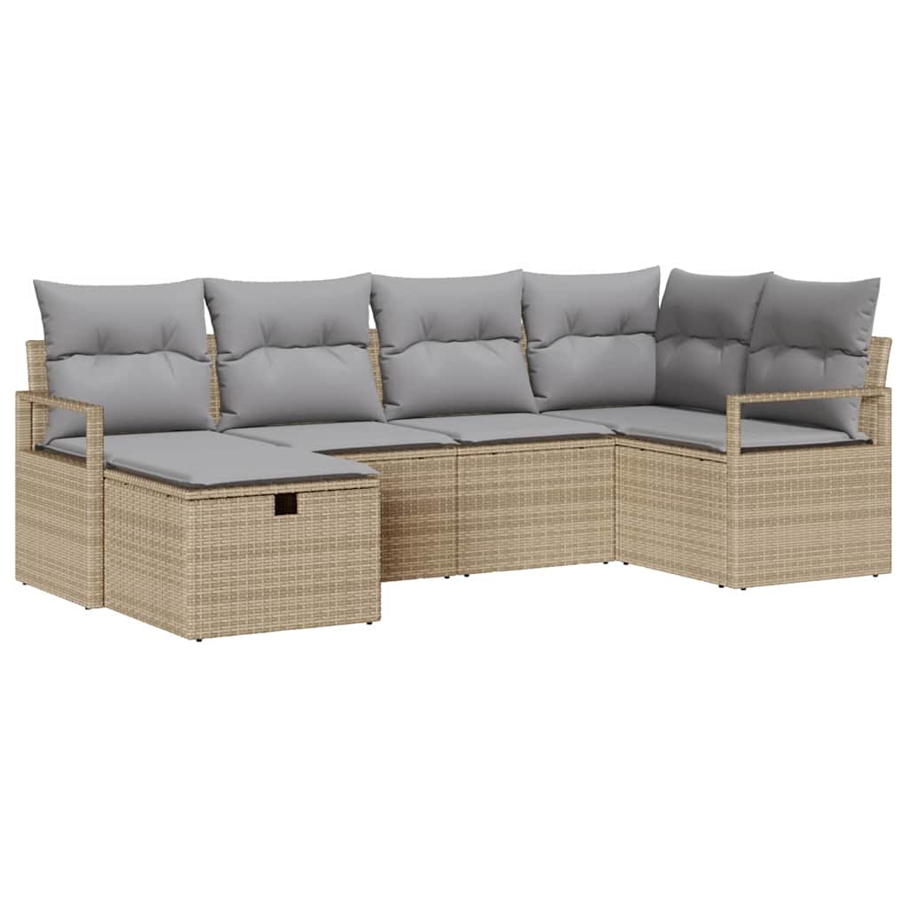 Set sofe 6 kom. 6-Broj sjedala Bež i svijetlo siva poliratan 232 x 122 x 85 cm