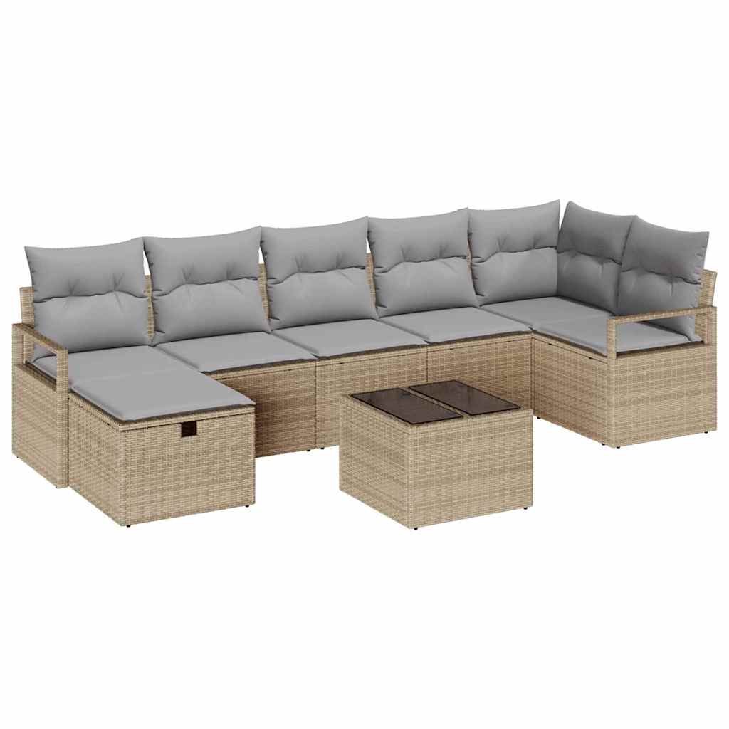 Set sofe 8 kom. Bež i svijetlo siva poliratan 287 x 122 x 85 cm