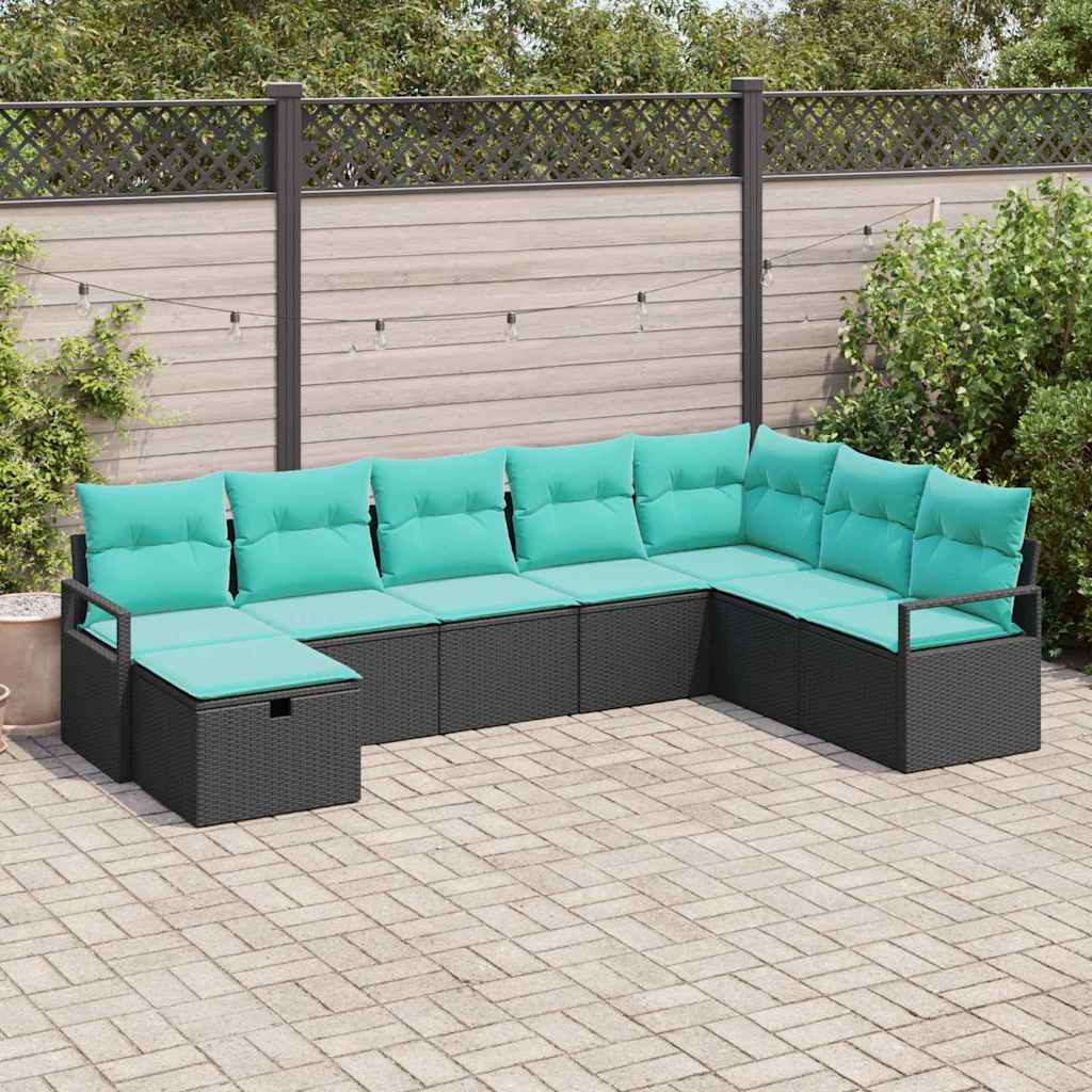 Set sofe 8 kom. Crna poliratan 287 x 177 x 85 cm