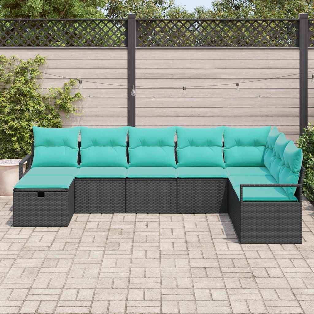 Set sofe 8 kom. Crna poliratan 287 x 177 x 85 cm