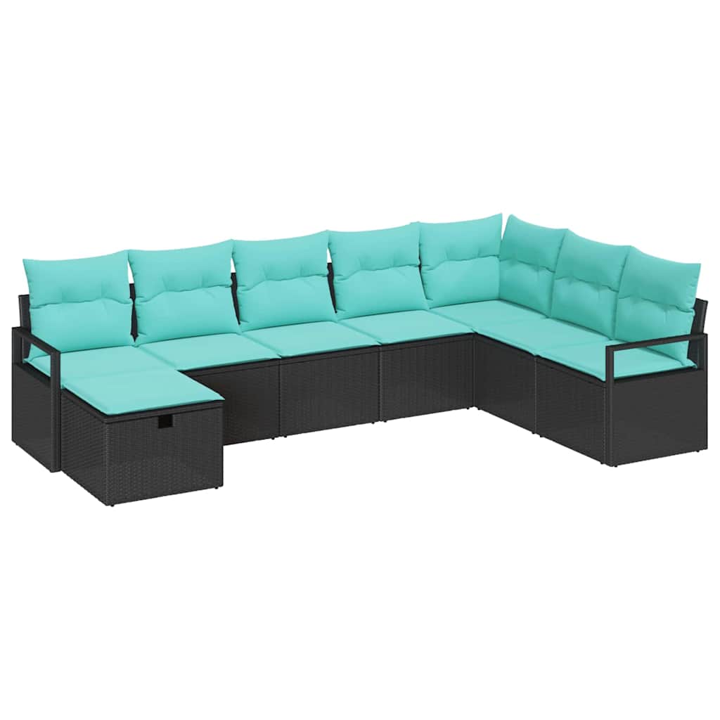 Set sofe 8 kom. Crna poliratan 287 x 177 x 85 cm