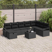 Set sofe 9 kom. 8-Broj sjedala Crna poliratan 55 x 55 x 37 cm