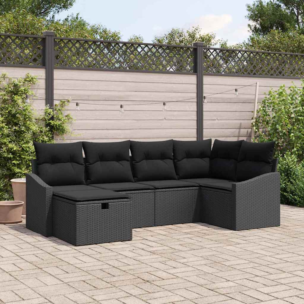 Set sofe 6 kom. Crna poliratan 233.5 x 123.5 x 69 cm