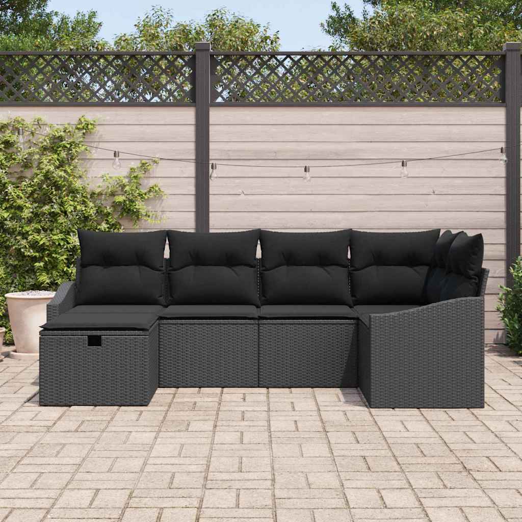 Set sofe 6 kom. Crna poliratan 233.5 x 123.5 x 69 cm
