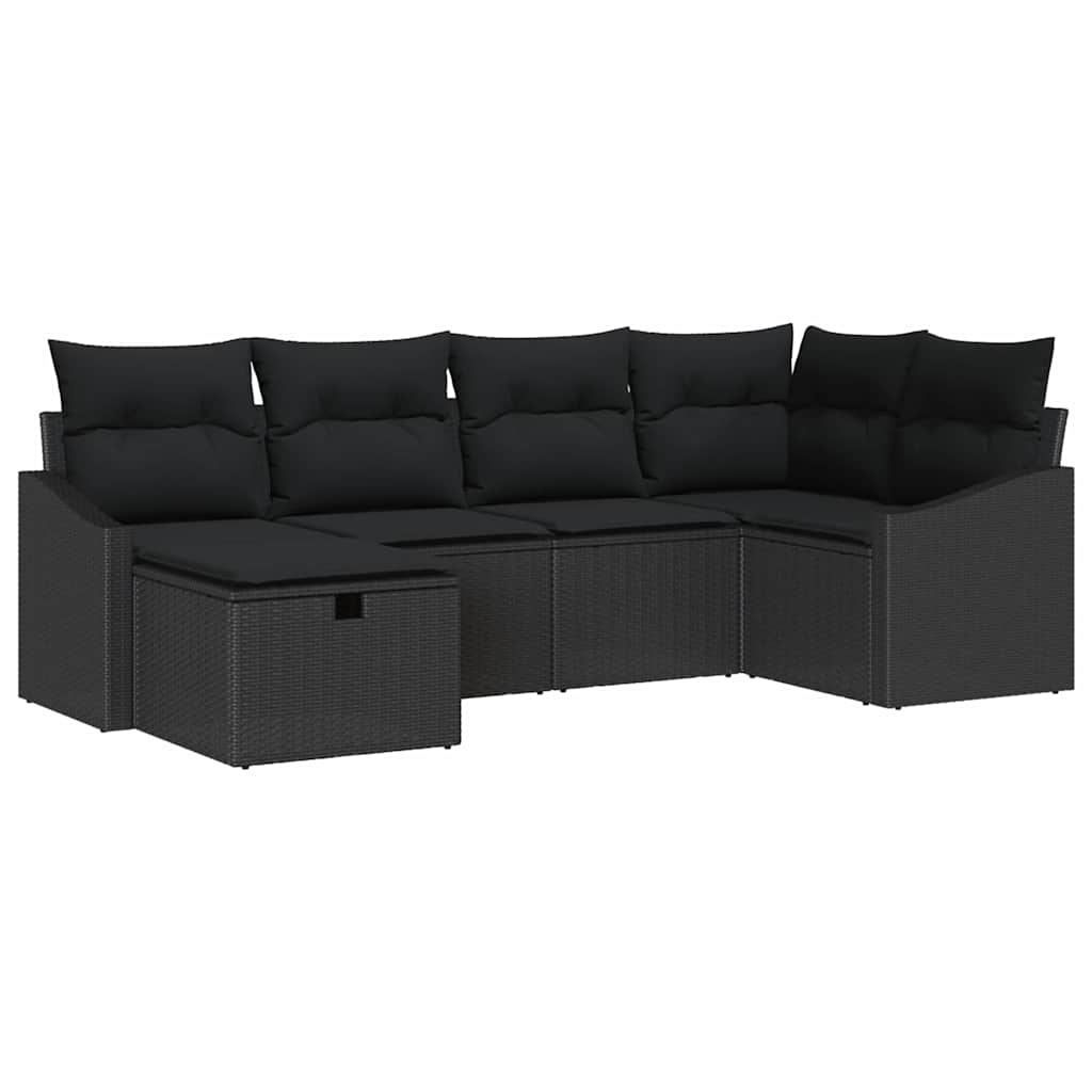 Set sofe 6 kom. Crna poliratan 233.5 x 123.5 x 69 cm