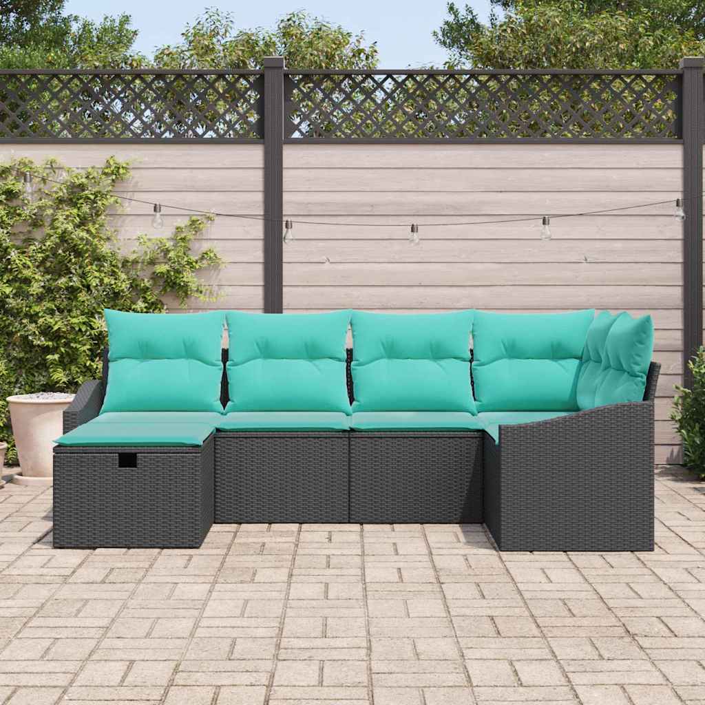 Set sofe 6 kom. Crna poliratan 233,5 x 123,5 x 85 cm