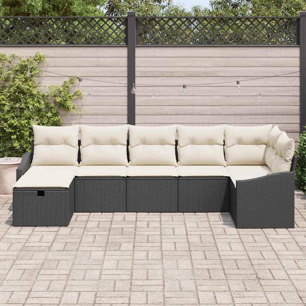 Set sofe 7 kom. Crna poliratan 288,5 x 123,5 x 85 cm