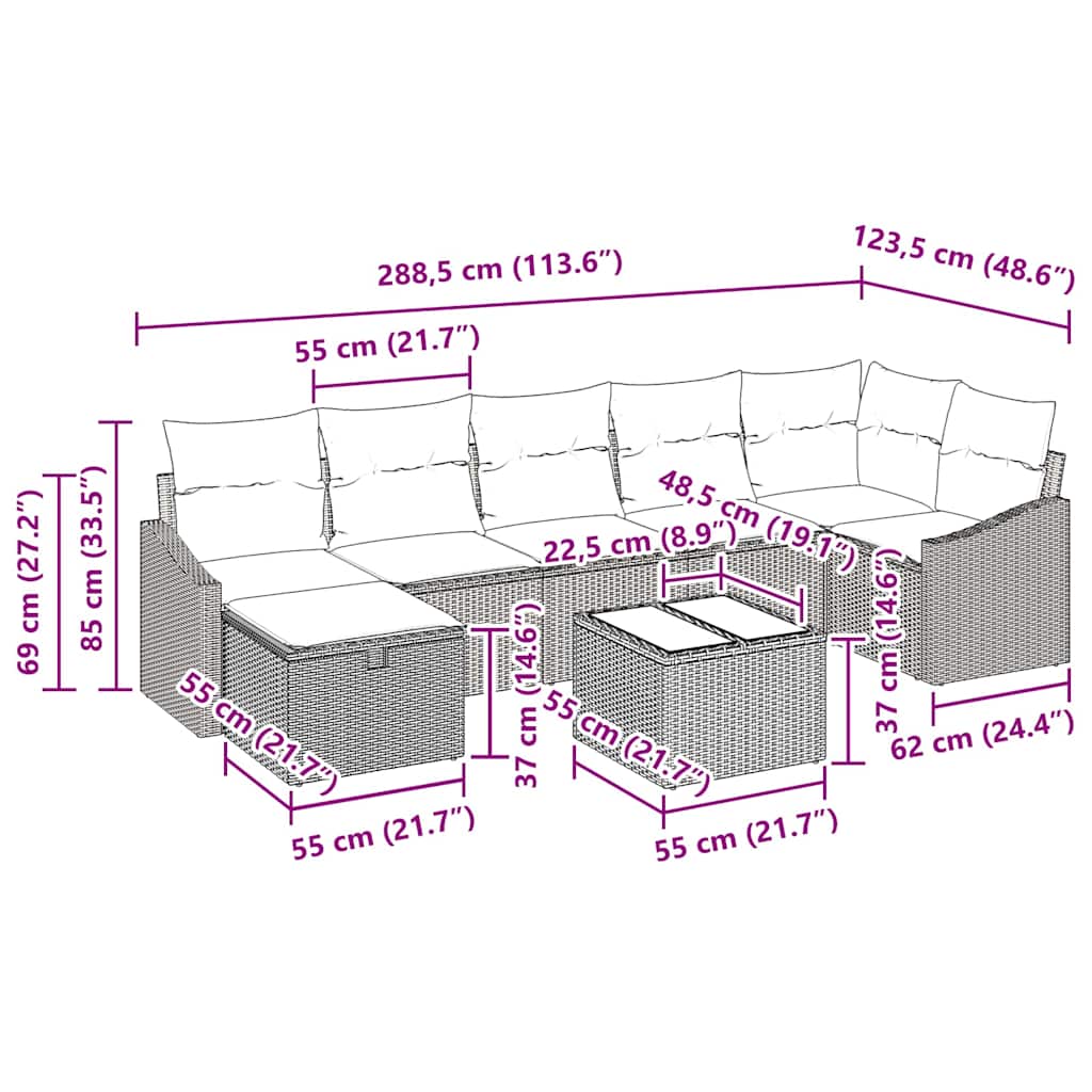 Set sofe s jastukom s pohranom 8 pcs poliratan