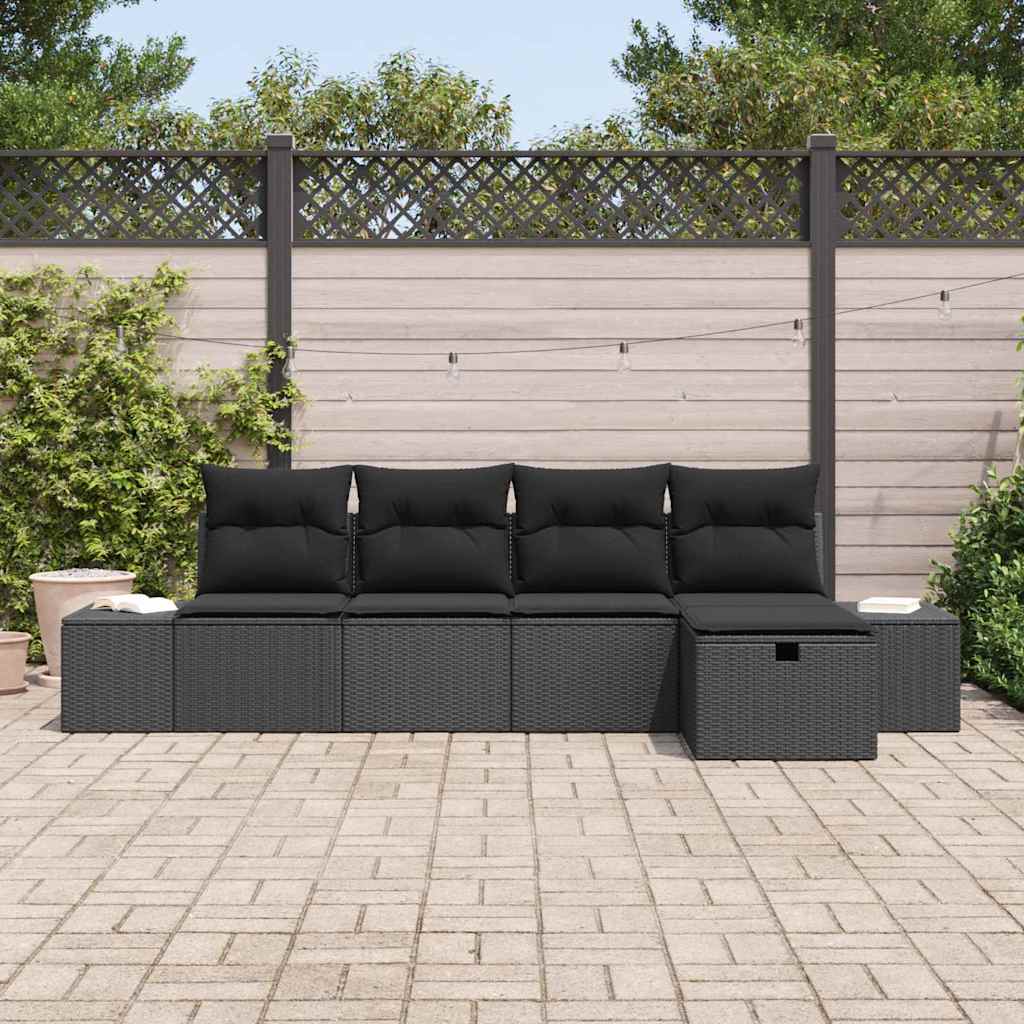 Sjedeća garnitura za vrt 5 kom. Crna poliratan 239 x 117 x 85 cm