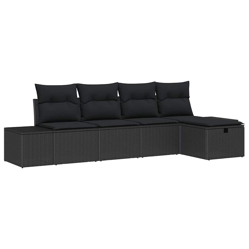 Sjedeća garnitura za vrt 5 kom. Crna poliratan 239 x 117 x 85 cm