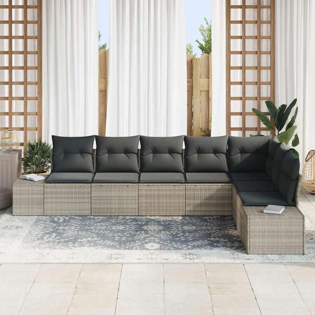 Sjedeća garnitura za vrt 8 kom. Svijetlo siva poliratan Svjetlosiva 319 x 209 x 85 cm