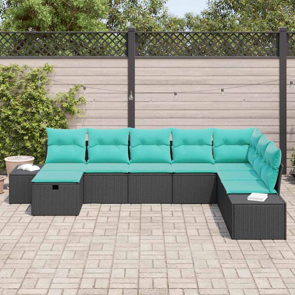Sjedeća garnitura za vrt 8 kom. Crna poliratan 319 x 209 x 85 cm